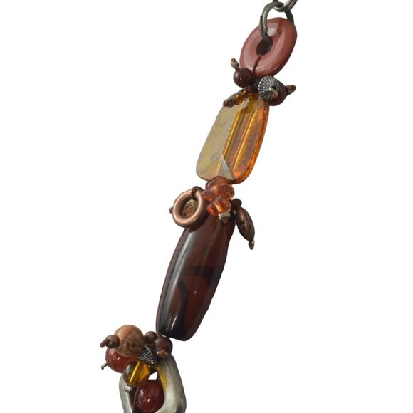Chicos Necklace Mixed Media Beads Multicolor 40 in Brown Copper Silver Orange - Picture 9 of 12